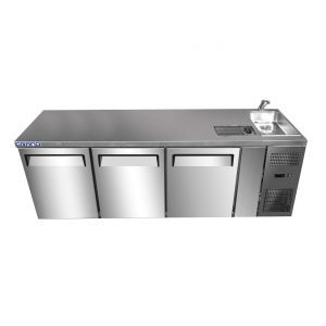 GTR3100BS GRAND True Quality Three Door Work Bench Fridge with Sink