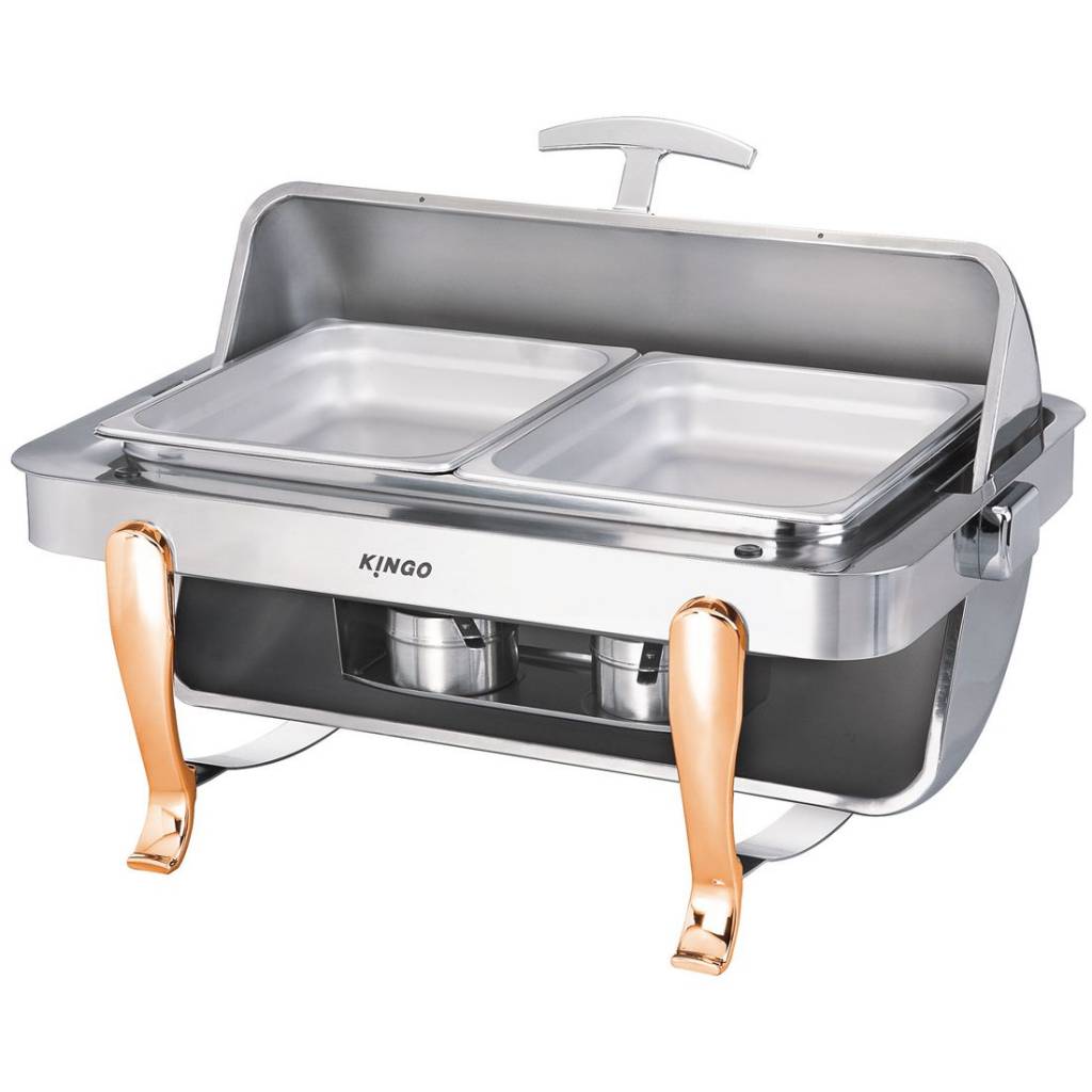 kgb6801-1 KGB6801-1 Oblong Chafing Dish with Gilt Legs - Single