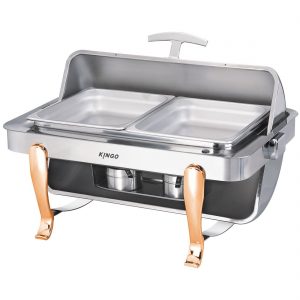 KGB6801-2 Oblong Chafing Dish with Gilt Legs - Double