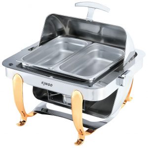 KGC2401-1 Square Chafing Dish with Gilt Legs - Single