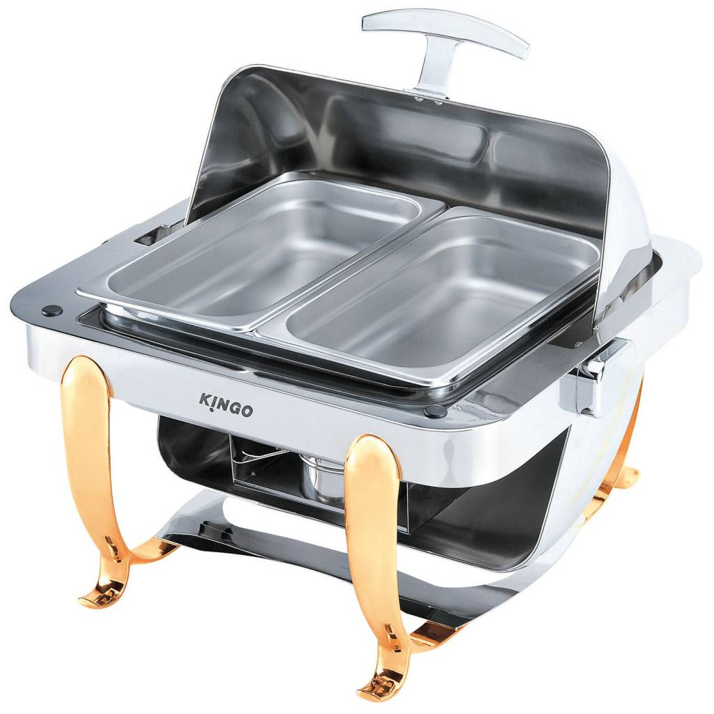 kgc2401-1 KGC2401-1 Square Chafing Dish with Gilt Legs - Single