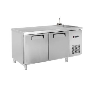 LDWB150CS Two Door Stainless Steel Workbench Fridge with Sink