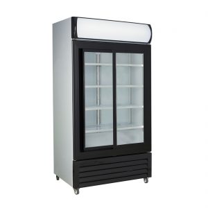 Large Black Sliding Two Glass Door Colourbond Upright Drink Fridge - LG-1000SDBG