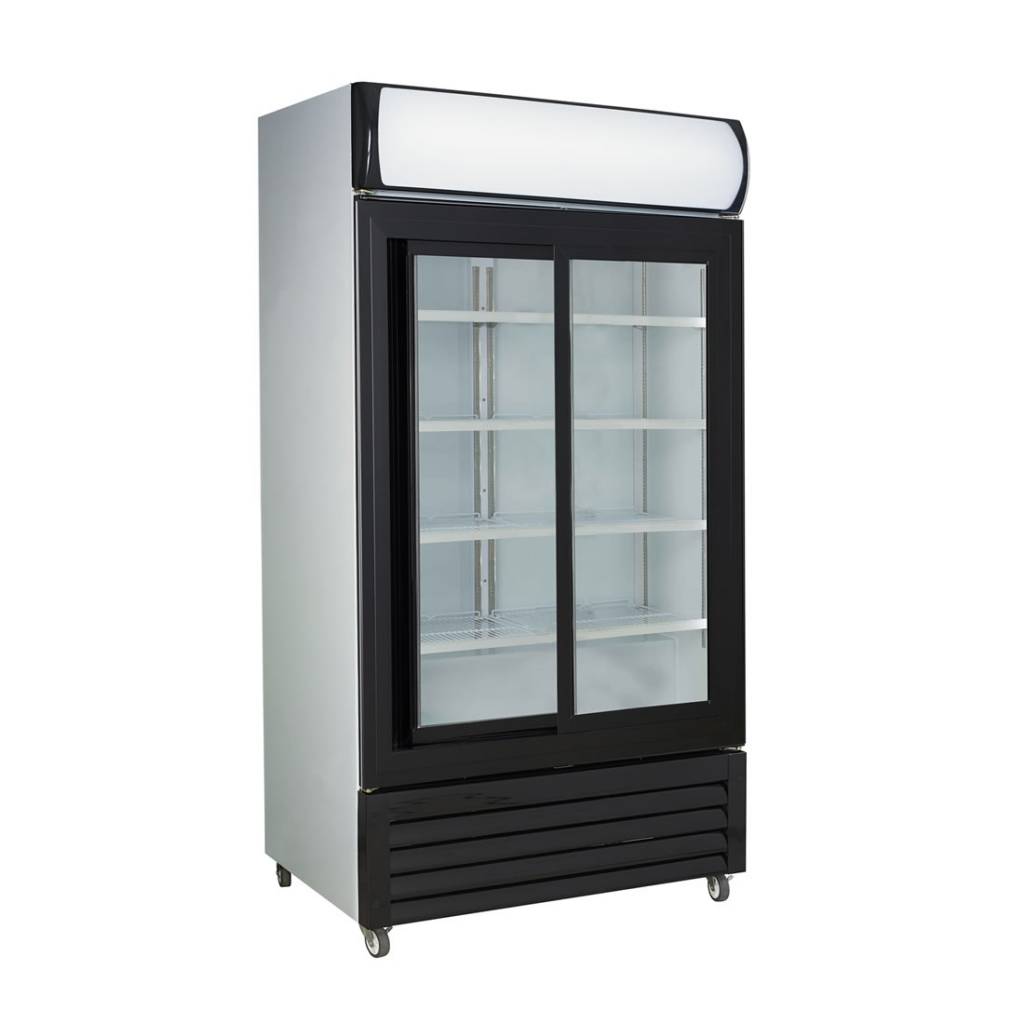 lg-1000sdbg_2 Large Black Sliding Two Glass Door Colourbond Upright Drink Fridge - LG-1000SDBG