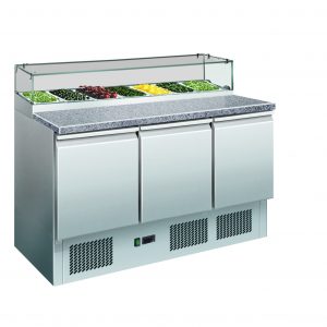 GNS1300E Three Door Salad Marble Prep Top