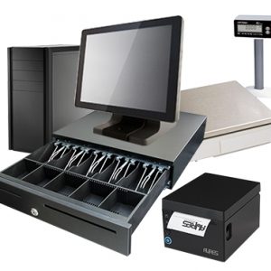 Mantas Intel Dual Core Turnkey POS Split System with 15Û Resistive Touchscreen and Avery Berkel FX120 Flat Bed Scale - IDC15-SCALE