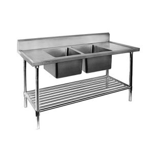 Double Centre Sink Bench with Pot Undershelf DSB6-1800C/A