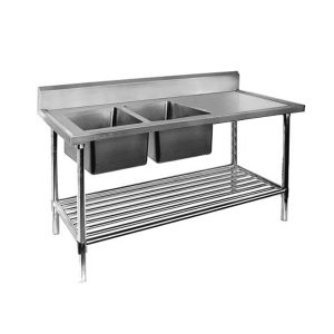 Economic 304 Grade SS Left Double Sink Bench 1800x700x900 with two 610x400x250 sinks 1800-7-DSBL