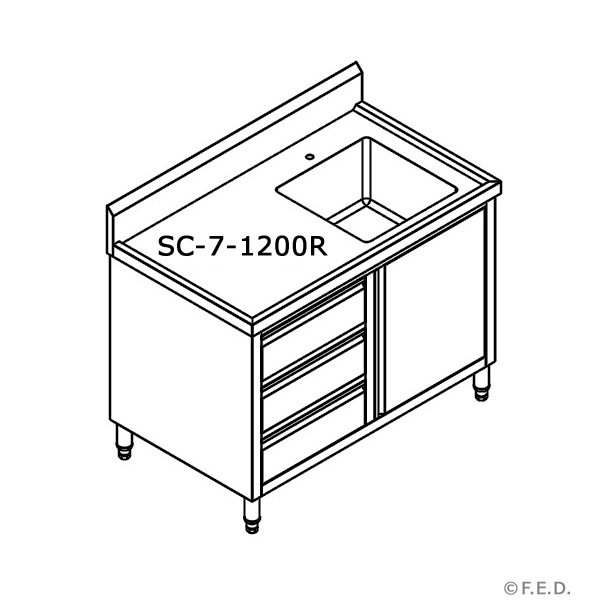 ss_tidy_sink-cab_sc-7-1200r_drg SC-7-1200R-H CABINET WITH RIGHT SINK