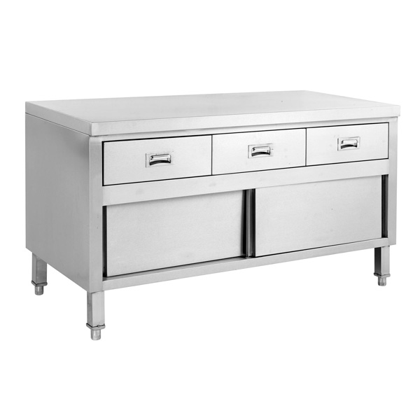 stainless_kitchen_tidy_sktd-1200 SKTD-1200 Kitchen Tidy Cabinet Work Bench with Doors & 3 Drawers