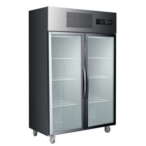Double Glass Door Black Stainless Steel Upright Freezer - SUFG1000B