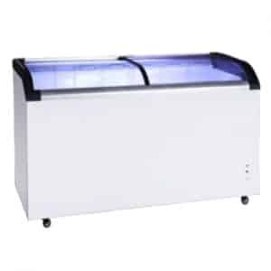 Two glass sliding lids chest freezer with castors - ST445